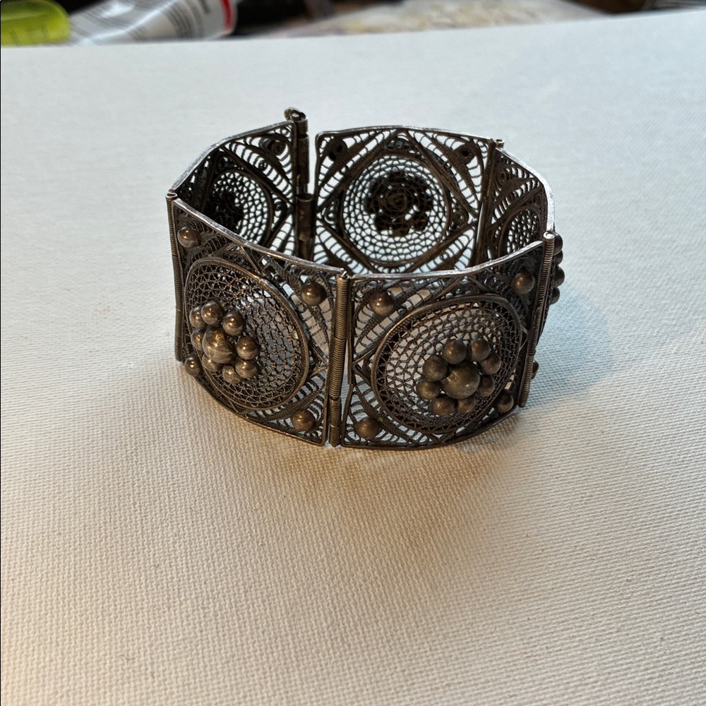 Elegant Black Filigree Bracelet (tests positive for silver)
